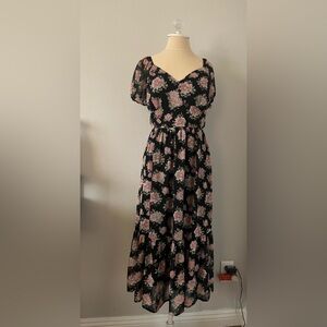 Mimi Chica Midi Floral Puff Sleeve Dress